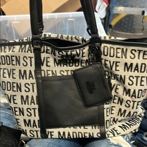 Steve Madden Black and Grey Tote Bag